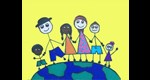 Logo der Spiel- und Lernstube Nordend in Worms mit Kindern auf einer Erdkugel